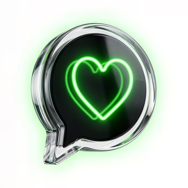 BALA O MENSAGEM VIDRO CORAÇÃO VERDE NEON 2