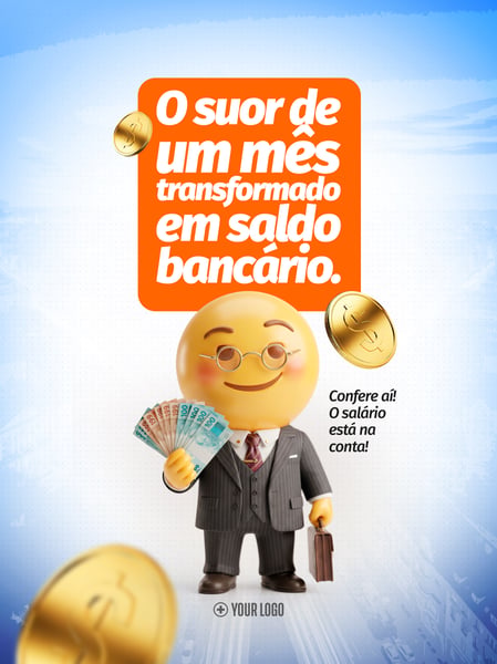 SALDO BANCÁRIO E SALÁRIO 3D SOCIAL MEDIA FLYER PSD EDITÁVEL