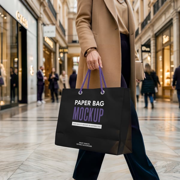 SACOLA DE COMPRA PSD EDITÁVEL MOCKUP