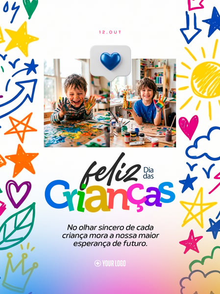 DIA DAS CRIANÇAS POST COLORIDO SOCIAL MEDIA FLYER PSD EDITÁVEL