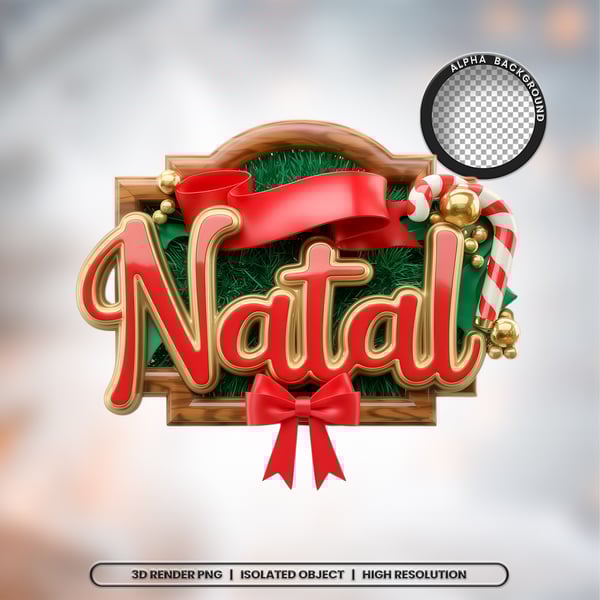BGW SELO 3D RENDER FELIZ NATAL ELEMENTO ÍCONE PSD PNG (730)