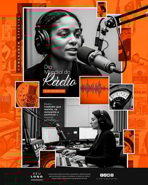 DIA MUNDIAL DO RÁDIO 13 DE FEVEREIRO SOCIAL MEDIA PSD EDITÁVEL 2