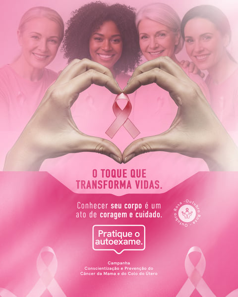 OUTUBRO ROSA CAMPANHA DE CONSCIENTIZAÇÃO PREVENÇÃO DO CÂNCER DE MAMA SOCIAL MEDIA PSD EDITÁVEL