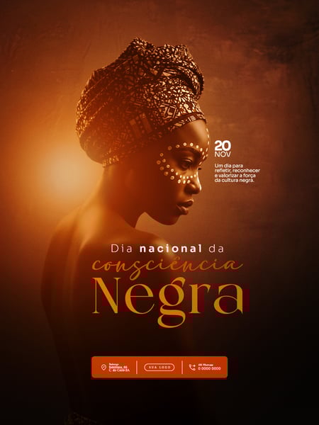 FLYER DIA DA CONSCIÊNCIA NEGRA 20 DE NOVEMBRO PSD EDITÁVEL