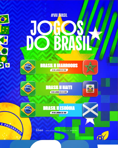 JOGOS DO BRASIL NA COPA TABELA DE DATAS PSD EDITÁVEL