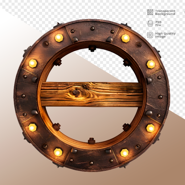 RODA DE MADEIRA COM LUZ - ELEMENTO 3D PARA COMPOSIÇÃO - WOOD