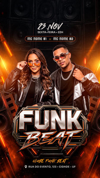 Story para Instagram de Baile Funk com Neon Laranja