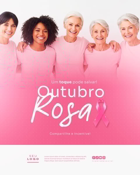 OUTUBRO ROSA CAMPANHA INTERNACIONAL DE CONSCIENTIZAÇÃO PARA O CONTROLE DO CÂNCER DE MAMA SOCIAL MEDIA PSD EDITÁVEL 1