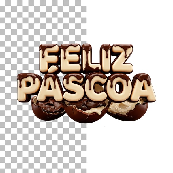 SELO 3D FELIZ PÁSCOA COM OVOS DE PÁSCOA EM PNG TRANSPARENTE