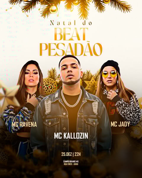 FLYER EVENTO SHOW NATAL DO BEAT PESADÃO PSD FEED 8