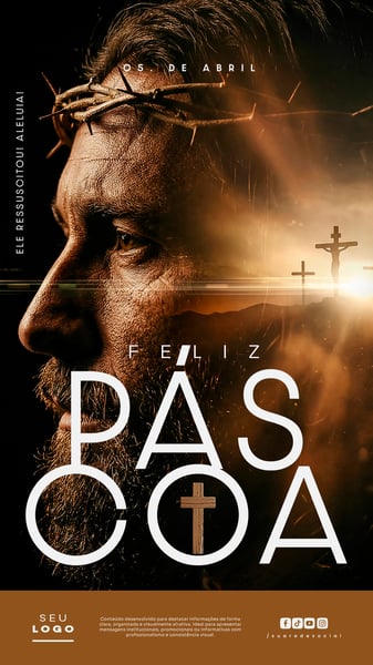 FELIZ PÁSCOA 05 DE ABRIL STORY SOCIAL MEDIA PSD EDITÁVEL
