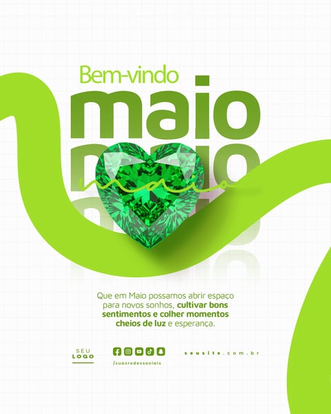 BEM VINDO MAIO SAUDAÇÃO MÊS SOCIAL MEDIA POST EDITÁVEL FEED