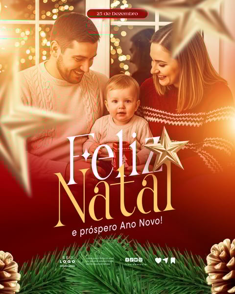 FELIZ NATAL E PRÓSPERO ANO NOVO 25 DE DEZEMBRO SOCIAL MEDIA PSD EDITÁVEL 4