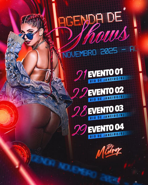 FLYER AGENDA DE SHOWS DJ MIURY FUNK FEED
