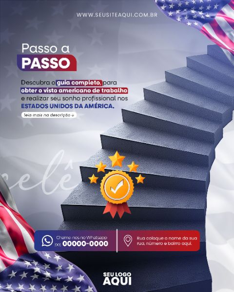 FEED VERTICAL - VISTO AMERICANO | INTERCÂMBIO | PSD EDITÁVEL