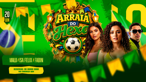 FLYER PARA EVENTOS ARRAIÁ DO HEXA BANNER