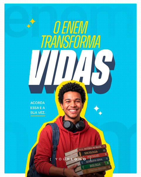 Arte para Cursinho Preparatório e Vestibular Enem PSD Editável