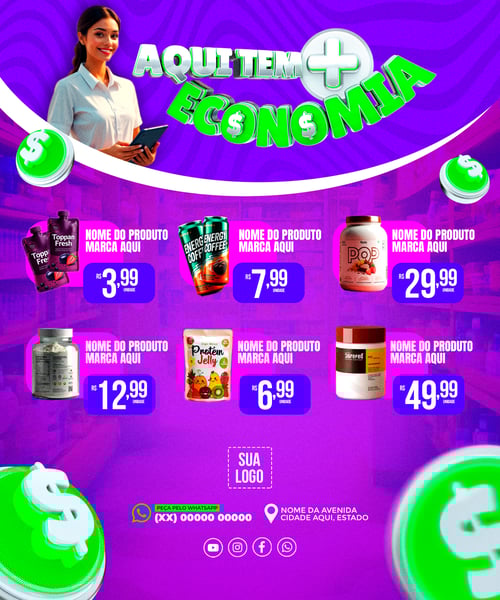 ENCARTE AQUI TEM MAIS ECONOMIA SUPERMERCADO REDES SOCIAIS
