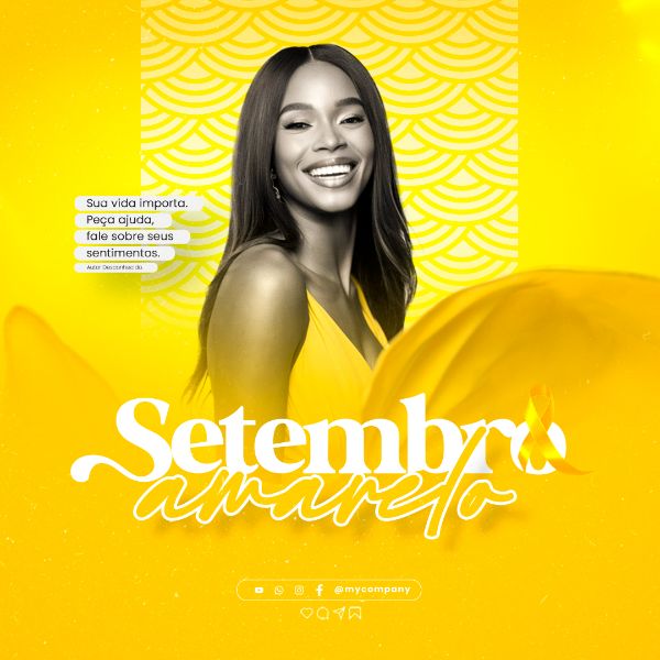 SETEMBRO AMARELO MÊS DE PREVENÇÃO AO SUICÍDIO SOCIAL MEDIA FLYER PSD EDITÁVEL