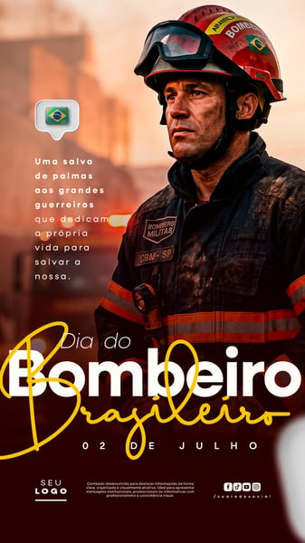 DIA DO BOMBEIRO BRASILEIRO 02 DE JULHO STORY SOCIAL MEDIA PSD EDITÁVEL 2