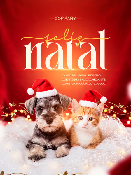 FELIZ NATAL CACHORRO GATO PAPAI NOEL SOCIAL MEDIA FLYER PSD EDITÁVEL