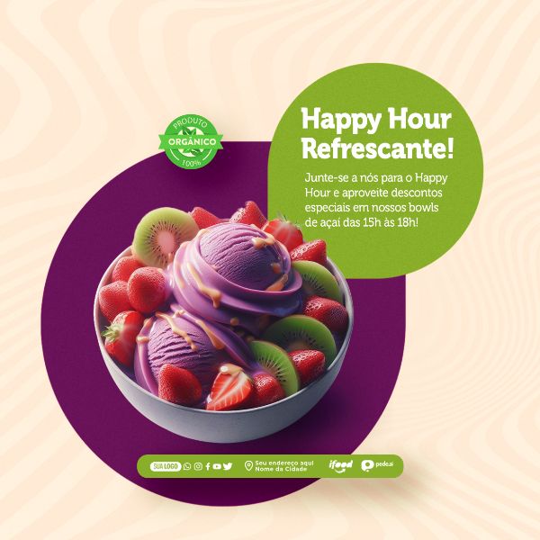 SOCIAL MEDIA - AÇAITERIA - HAPPY HOUR REFRESCANTE