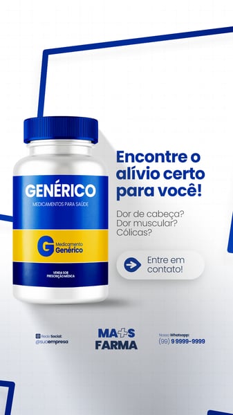 FARMÁCIA REMÉDIOS CÁPSULA FORMULAS MEDICAMNETOS PROMOÇÃO SOCIAL MEDIA PSD EDITÁVEL