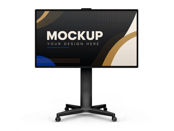 DISPLAY MÓVEL MOCKUP EM ESTÚDIO VISTA FRONTAL