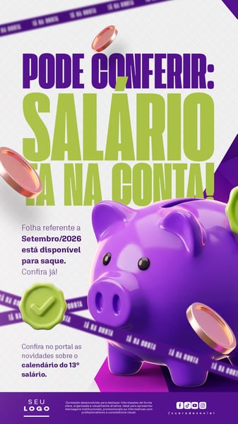 TÁ NA CONTA AVISO PAGAMENTO SALÁRIO SERVIDOR STORY SOCIAL MEDIA PSD EDITÁVEL 2