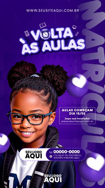 STORY | VOLTA ÀS AULAS | MATRÍCULAS ABERTAS | ESCOLA | PSD EDITÁVEL