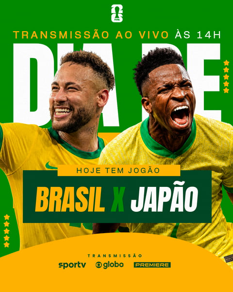 BRASIL X JAPÃO HOJE É DIA NEYMAR E VINI JR PSD EDITÁVEL