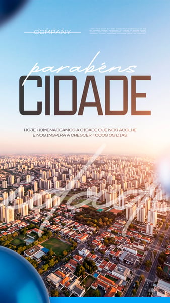 ANIVERSÁRIO DA CIDADE PAISAGEM URBANA SOCIAL MEDIA FLYER PSD EDITÁVEL STORY