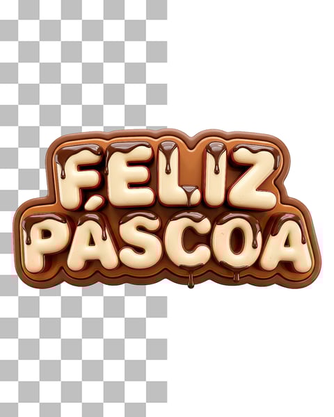SELO 3D FELIZ PÁSCOA EM PNG TRANSPARENTE