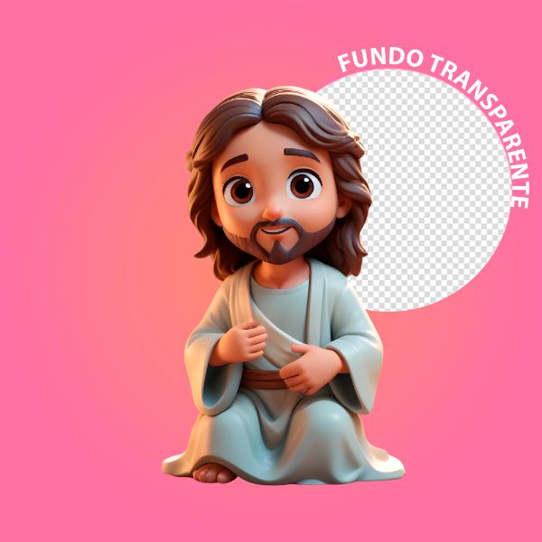 ILUSTRAÇÃO 3D DE JESUS CRISTO COM FUNDO TRANSPARENTE