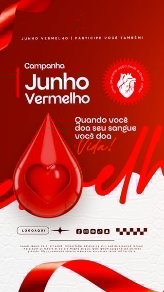 JUNHO VERMELHO CAMPANHA DE DOAÇÃO DE SANGUE CAMPANHA DE SAÚDE SOCIAL MEDIA STORY
