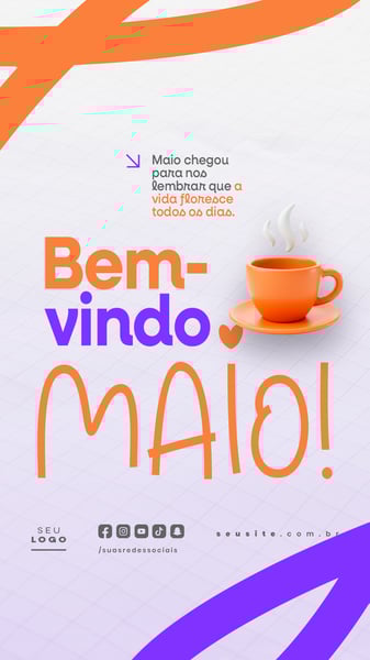 BEM VINDO MAIO SAUDAÇÃO MÊS SOCIAL MEDIA POST EDITÁVEL STORY