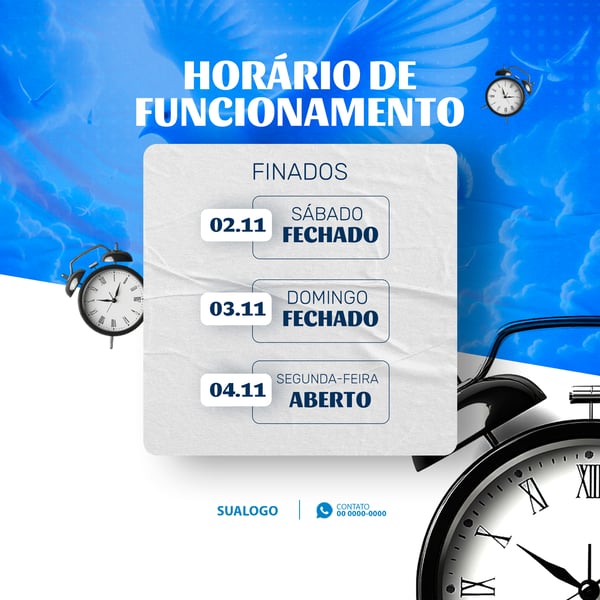 HORÁRIO DE FUNCIONAMENTO FINADOS