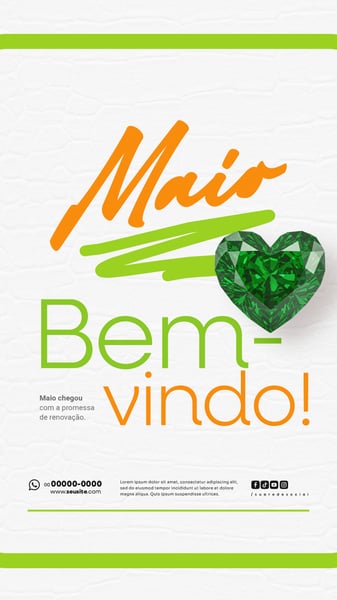 BEM VINDO MAIO SAUDAÇÃO MÊS SOCIAL MEDIA POST EDITÁVEL STORY