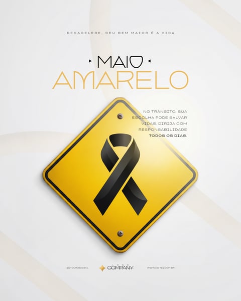 Maio Amarelo Campanha de Conscientização Trânsito Social Media PSD Editável 2