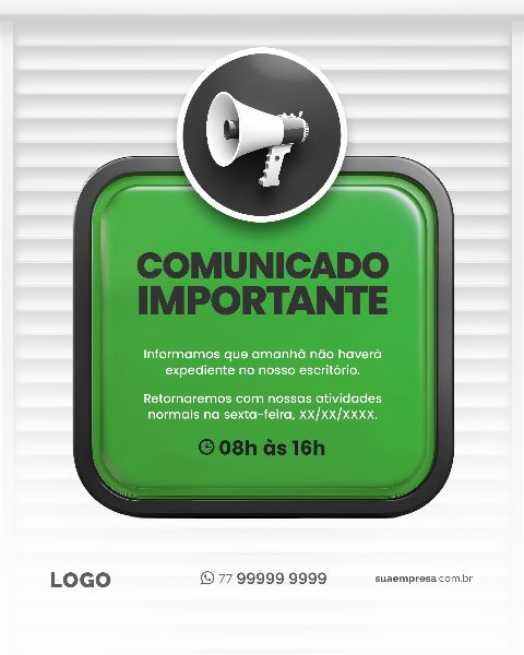 SOCIAL MEDIA PARA AVISOS E COMUNICADOS - VERDE