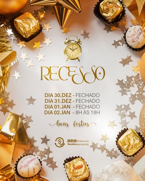 AVISO INFORME HORÁRIO COMUNIDADO FELIZ NATAL ANO NOVO SOCIAL MEDIA PSD EDITÁVEL