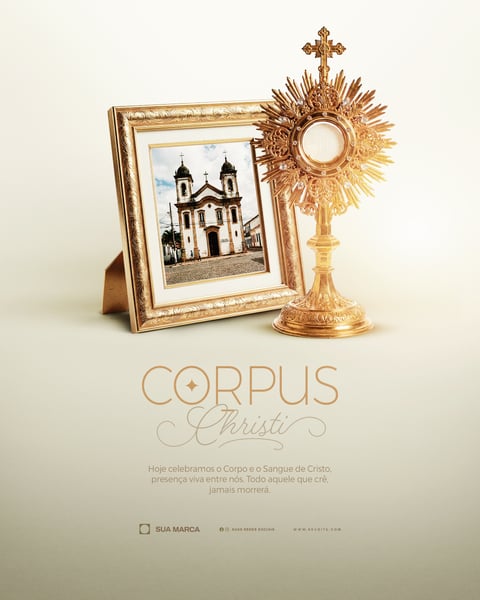 Corpus Christi Celebração Solene do Corpo de Cristo Mockup Moldura PSD Editável