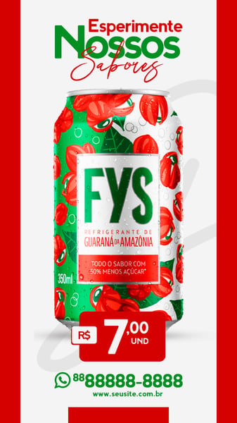 STORY REFRIGERANTE FYS SABOR GUARANÁ DA AMAZÔNIA SUPERMERCADO SOCIAL MEDIA PSD EDITÁVEL