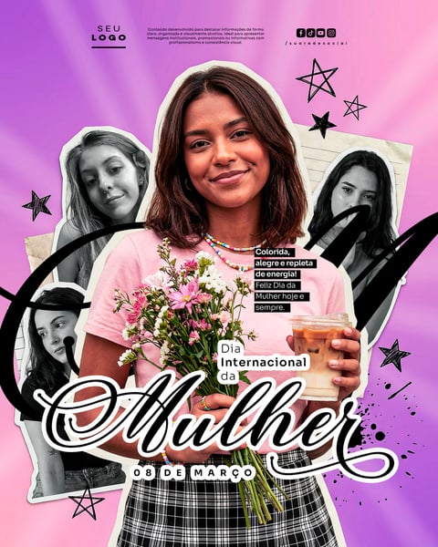 DIA INTERNACIONAL DA MULHER 08 DE MARÇO SOCIAL MEDIA PSD EDITÁVEL 4