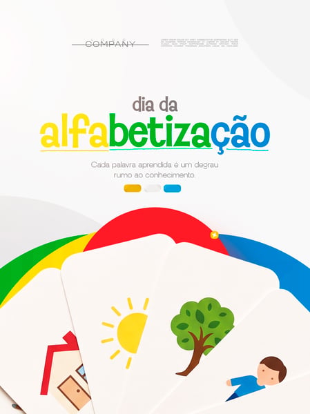 DIA DA ALFABETIZAÇÃO EDUCAÇÃO ESCOLAR SOCIAL MEDIA FLYER PSD EDITÁVEL