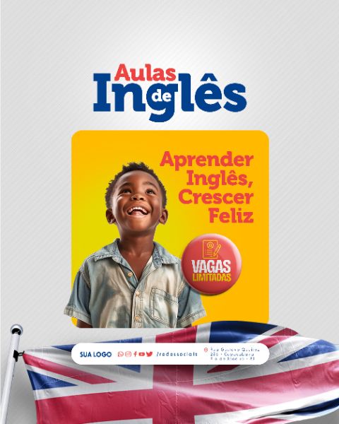SOCIAL MEDIA - AULAS DE INGLÊS - APRENDER INGLÊS É CRESCER FELIZ