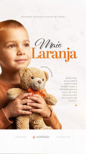 MAIO LARANJA CAMPANHA COMBATE ABUSO EXPLORAÇÃO INFANTIL SOCIAL MEDIA PSD EDITÁVEL 4 STORY