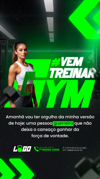 STORY ACADEMIA VEM TREINAR NA MELHOR DA CIDADE  SOCIAL MEDIA PSD