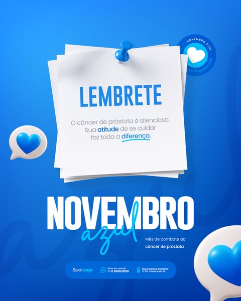 Novembro Azul Mês de Combate ao Câncer de Próstata Social Media PSD Editável