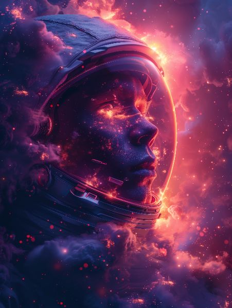 ASTRONAUTA NA ESPAÇO | COM LUZES NEON | FAÍSCAS | IMAGEM BACKGROUND